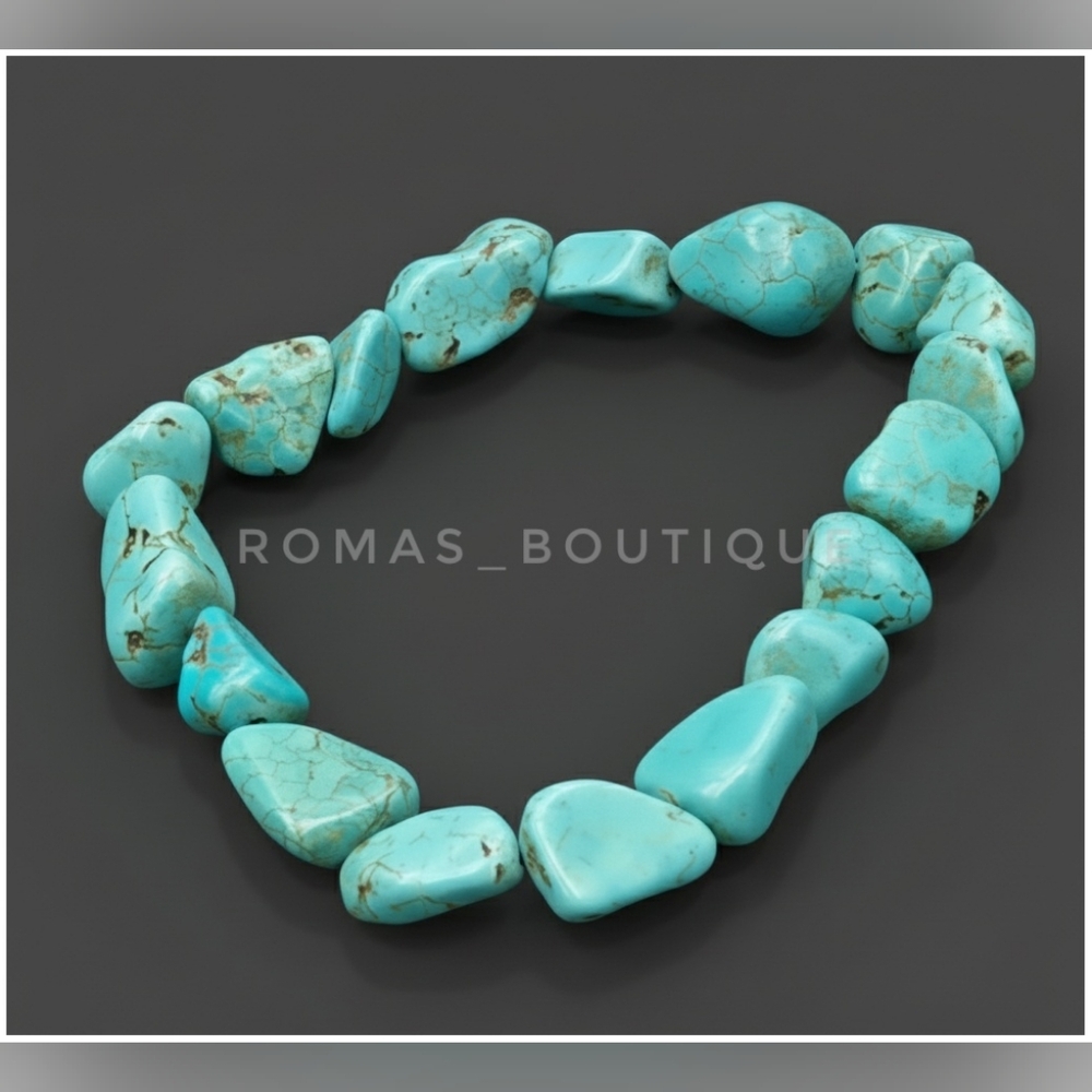 Turquoise Style nugget beaded stretch bracelet